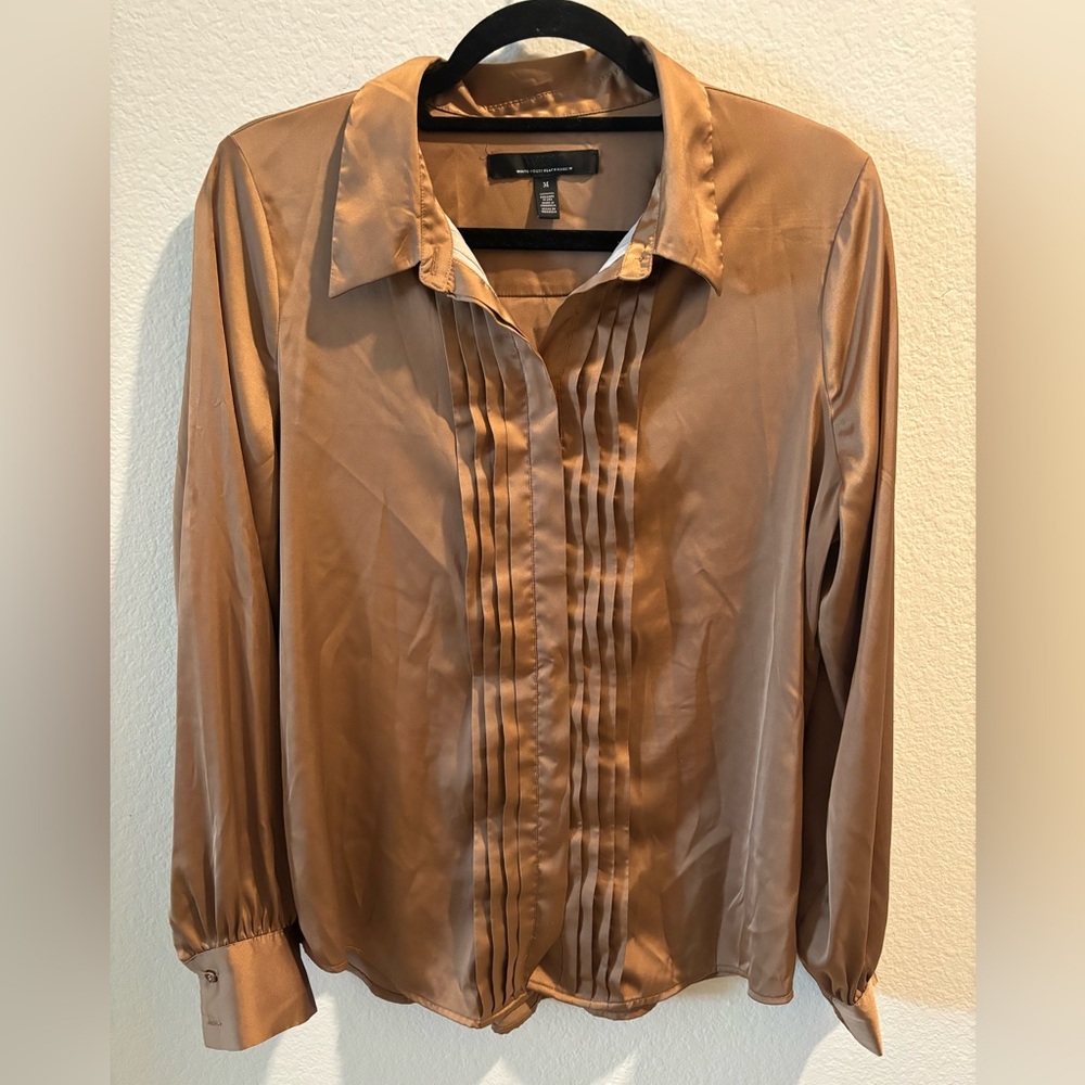 White House Black Market | Tuxedo Blouse | Bronze | Medium